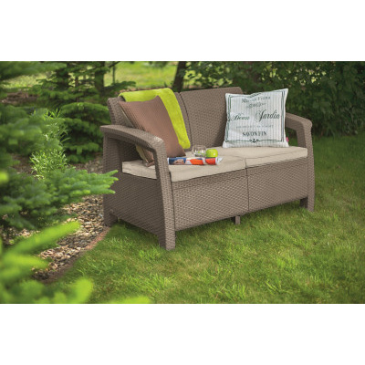 Keter zahradní pohovka Corfu cappuccino, 128 x 70 x 79 cm